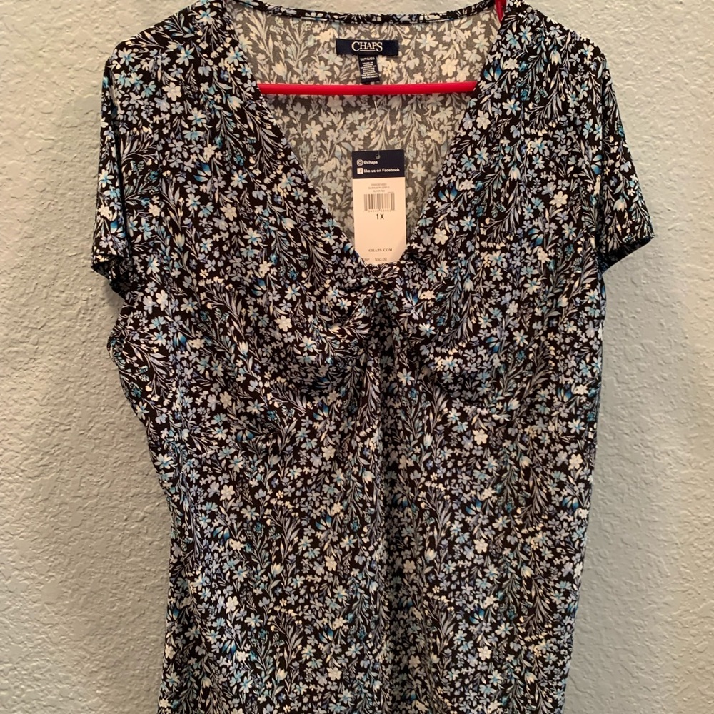 Chaps 1x blue polyester top